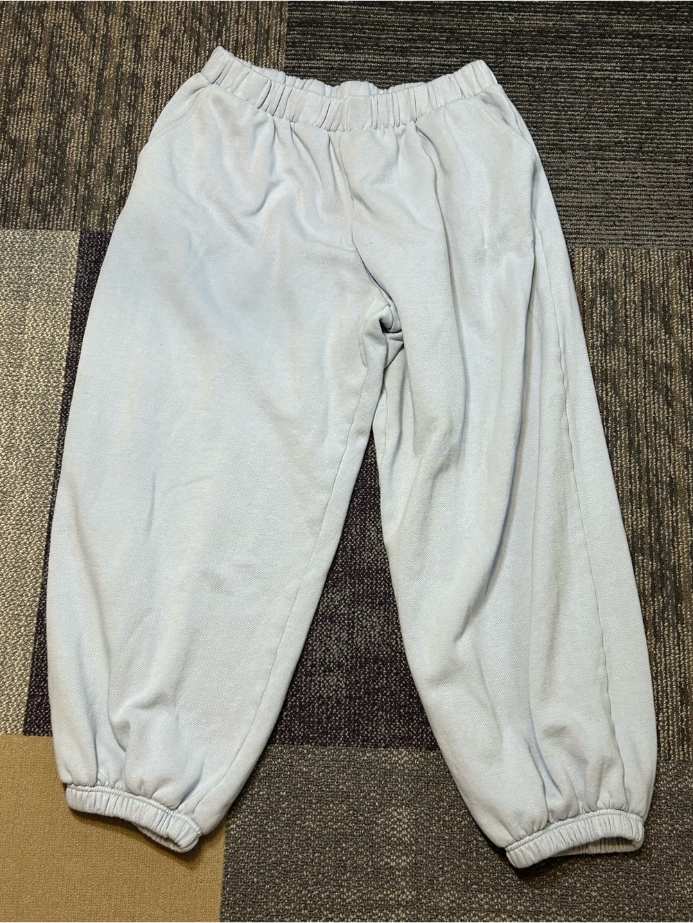 Light Blue Fleece Joggers with Elastic Waist